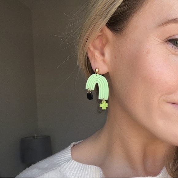 St. Patty inspired polymer clay handmade earrings - Picture 2 of 5